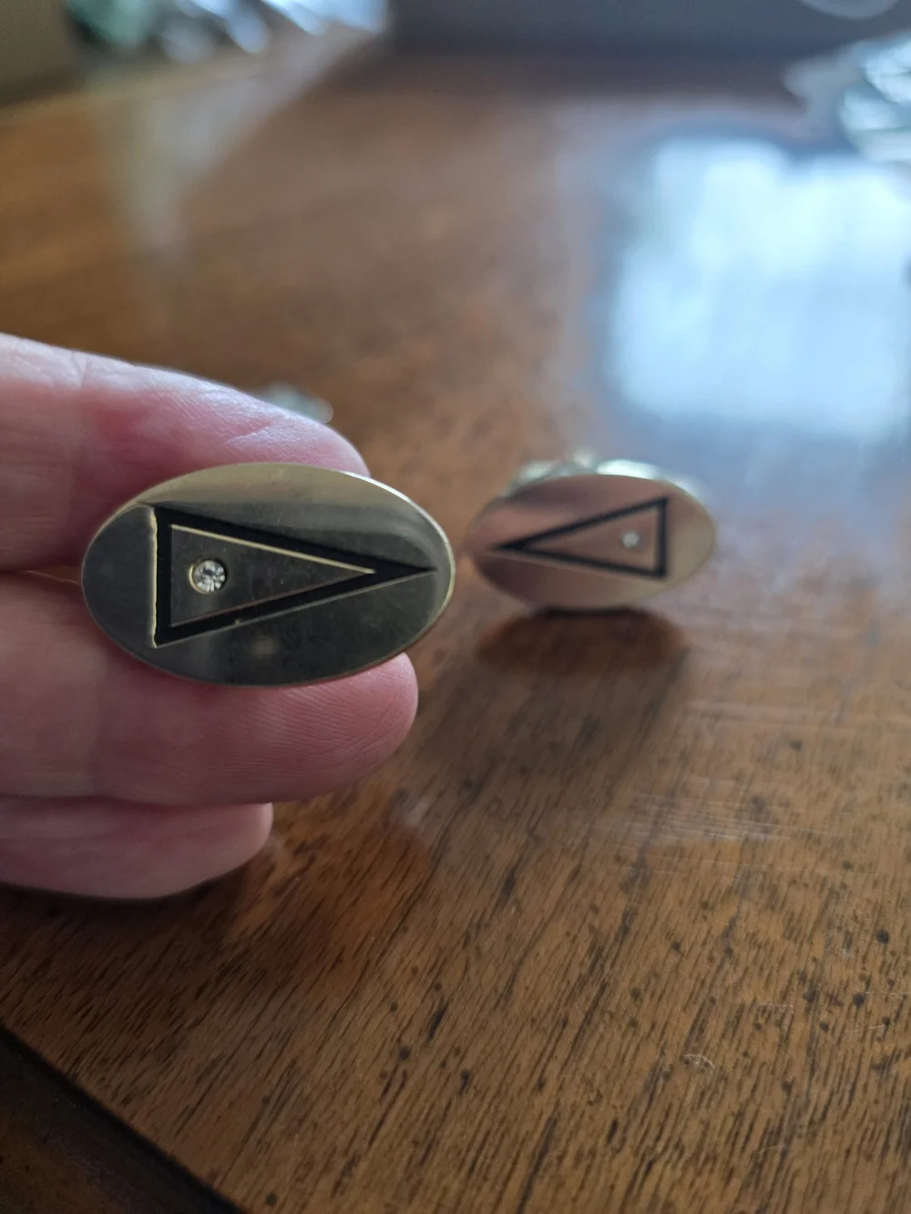 Gold-Tone Geometric Cufflink and Tie Clip Set